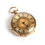 A lady's fob watch, case stamped 'K18'