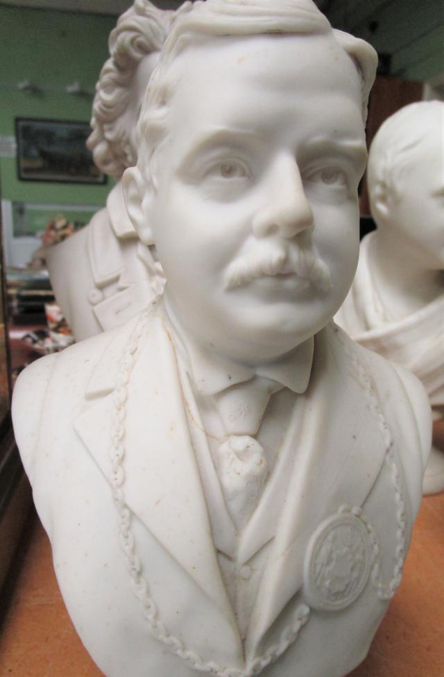 Three Parian busts, Robson & Leadbeater, 'T.D Marshall Mayor South Shields 1898-9' ; ' - Image 3 of 8