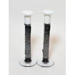 Mihai Topescu (Romanian) A pair of art glass candlesticks with metallic finish, signed