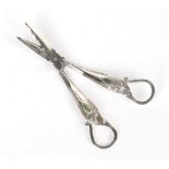 A pair of Edwardian silver grape scissors by Roberts & Belk Ltd, London 1915