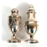 A George III silver caster, Thomas Daniell, London 1783, baluster pedestal form with bead borders;