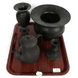 Wedgwood black basalt spittoon and other Wedgwood basalt items