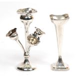 A silver posy epergne, Birmingham 1907; and a silver posy vase Birmingham 1921, the larger 19.5cm