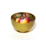 Royal Worcester fruit painted bowl by Lockyer