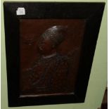 A 19th century pressed copper Indian portrait