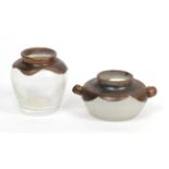 Mihai Topescu (Romanian) Two small glass pots with metallic rims (2)