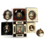 Seven assorted 19th century and later portrait miniatures