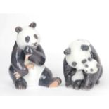 Royal Copenhagen; Pandas, numbers 662 and 666. Good condition throughout