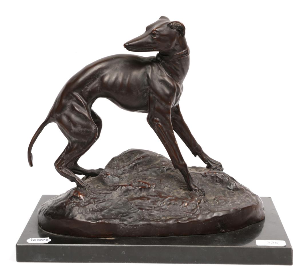 A 20th century bronze model of a greyhound