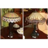 ^ Two reproduction Tiffany style table lamps with shades