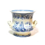 ^ A 19th century blue and white transfer printed twin-handled planter, Boyle & Sons, Stoke