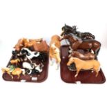 Beswick horses including large racehorse, 1564, palomino gloss; a brown gloss example; Boy on