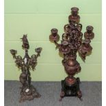 ^ A late 19th/early 20th century cast metal five branch candelabrum, modelled as a gentleman with