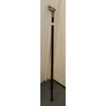 An Italian silver mounted walking cane by Magrino, with English import marks, the handle modelled as