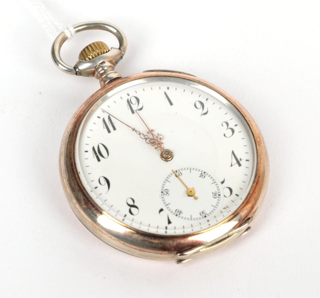 An open faced pocket watch, case stamped 0.800
