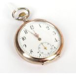 An open faced pocket watch, case stamped 0.800