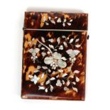 A 19th century tortoiseshell and mother of pearl inlaid card case