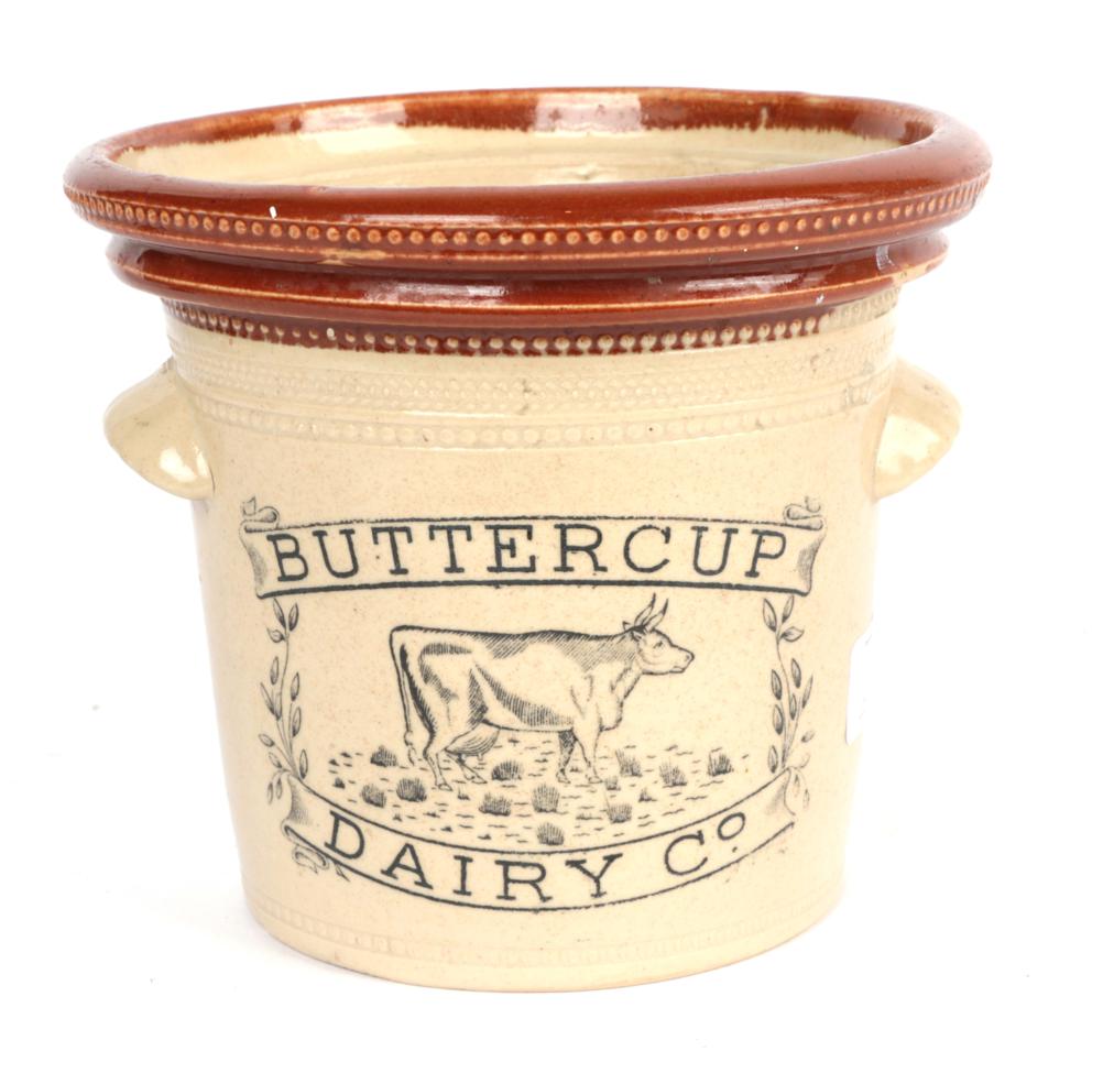 Stoneware buttercup dairy company jar stamped ''Buchan Portobello Edinburgh''