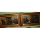 ^ French School, 20th century, Figures and boats amongst a woodland landscape, signed