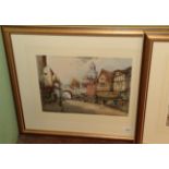 Noel Harry Leaver ARCA (1889-1951), ''Continental Village Scene'', signed, watercolour, 27cm by 37cm