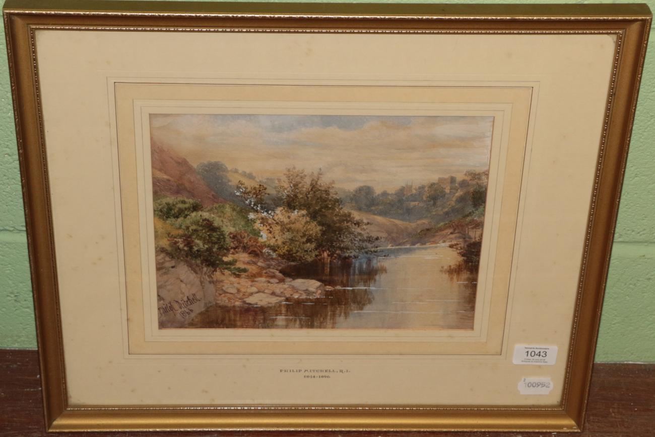 Philip Mitchell RI (1814-1896), River landscape with distant town, signed and dated 1866,