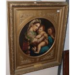 ^ After Raphael, Madonna della seggiola, print, contained within an elaborate gilt frame, 58cm