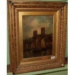 British School (19th century), Lincoln Cathedral from Brayford Pool, oil on board, 35cm by 26cm