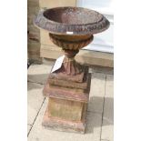 A 19th/early 20th century garden urn stamped Goy, 54cm by 99cm