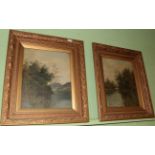 ^ E* Cole, early 20th century, A pair of riverside scenes, signed, oil on canvas, 49.5cm by 40cm (