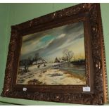 ^ H Poeder (20th century) Winter Landscape, signed, oil on board 29cm by 51cm