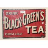 ^ A double sided enamel advertising sign, ''Drink Black & Green's Tea Purest and Best'', 24.5cm by