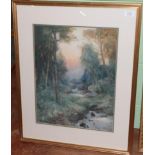 Attributed to David T Robertson, River landscape, signed and dated 89, watercolour, 45cm by 35.5cm