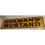 ^ A Colmans mustard single sided enamel advertising sign, 40.5cm by 158cm