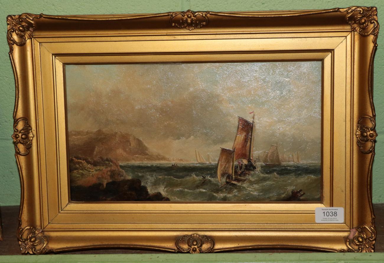 British School (19th century) Seascape with sinking boat, bears signature, oil on canvas, 19cm by