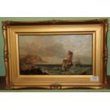 British School (19th century) Seascape with sinking boat, bears signature, oil on canvas, 19cm by