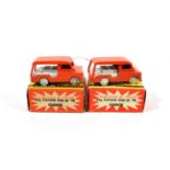 Benbros Mighty Midgets No.39 Milk Delivery Van two examples both orange with white painted wheels (