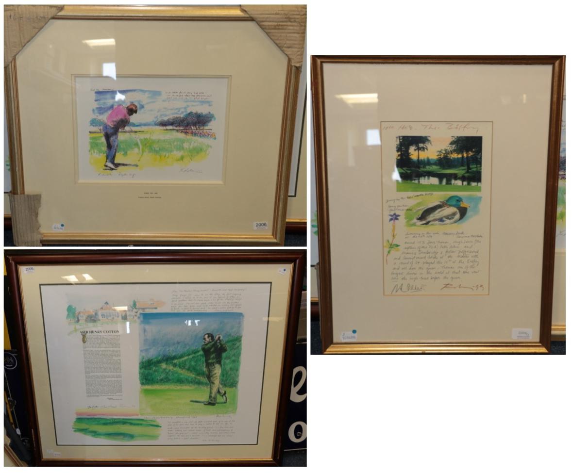 Golf Prints (i) Sir Henry Cotton signed by Henry Cotton, Sam McKinlay and Sam Snead (ii)