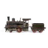 Bing Gauge I Live Steam 2-2-0 Locomotive And 4-Wheel Tender with fixed cylinder, finished in green