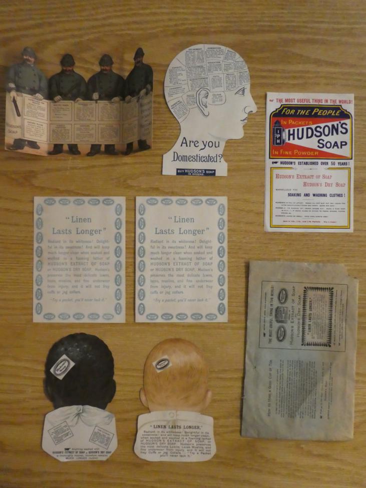 A small collection of Hudson's Soap advertising material, in original envelope, lithographs on paper - Image 2 of 2