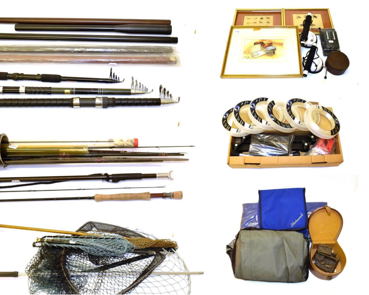 An accumulation of fishing tackle, fishing accessories and related items, some ex-shop stock,