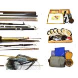 An accumulation of fishing tackle, fishing accessories and related items, some ex-shop stock,