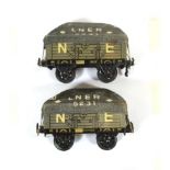 Bing O Gauge Two NE Tarpaulin Wagons one numbered 75923 the other 231462, both with LNER 5231