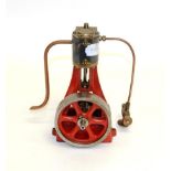 Kit Built Stationary Steam Engine with single vertical cylinder and flywheel