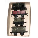 Bing Gauge 1 Four Wagons Great Northern Open, LNWR Goods, 20 Tons Hopper and Brake van (all G) (4)