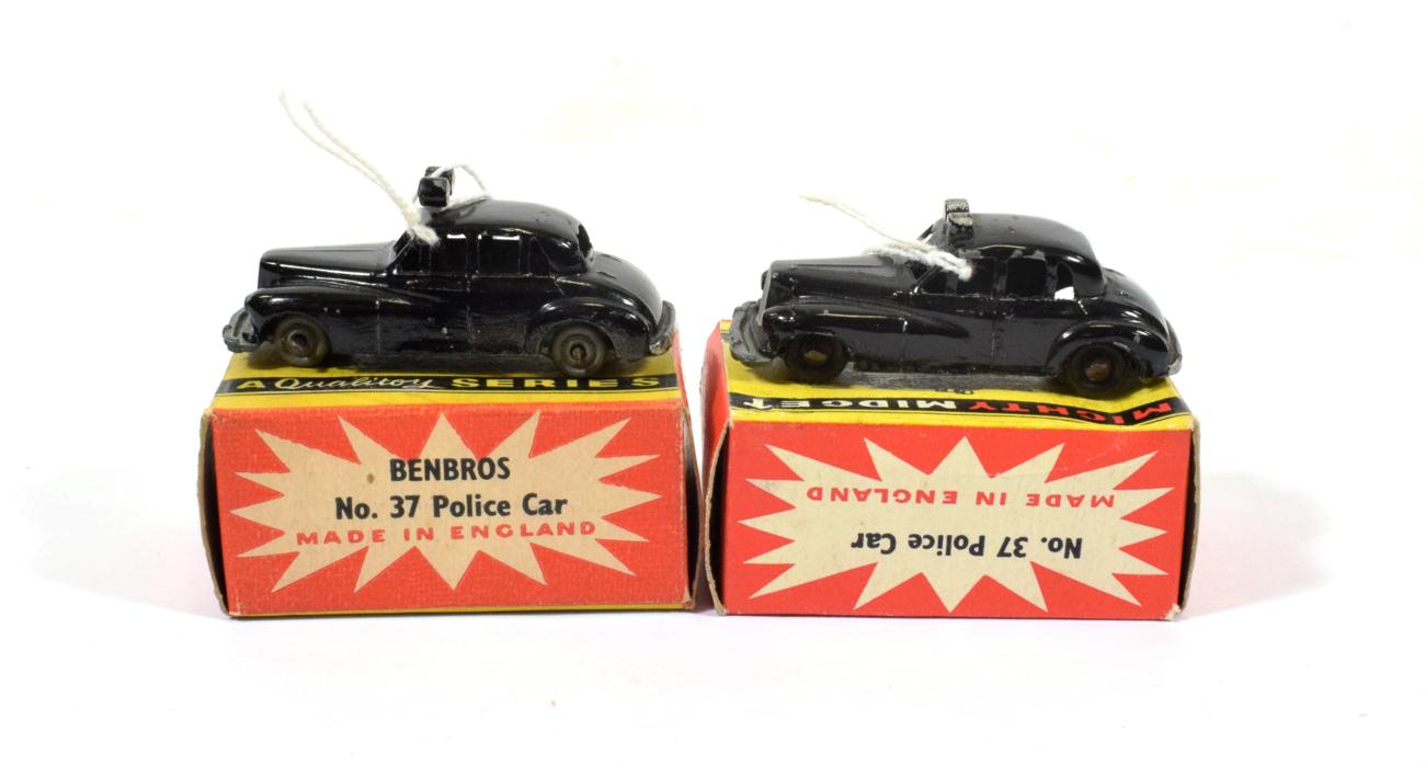 Benbros Mighty Midgets No.37 Police Car (i) BPW (ii) MW (both G-E boxes G) (2)