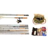 Four trout fly rods, comprising Shakespeare Outcast Carbon Fly two-piece 2.85 m AFTM 5/7 code 1748