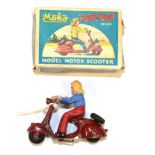 Moko Pop-Pop Series Model Motor Scooter brown with rider figure (overall G, some chipping, box G)
