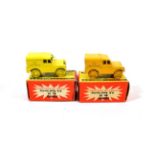 Benbros Mighty Midgets No.34 AA Road Service Land Rover (i) light yellow, painted wheels (ii) mid