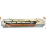 Wooden Half Hull Model ink stamped 'Dolphin Capt Hoare 1871, overall length 44'', 110cm