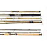Five spinning rods, comprising a Hardy ''The J.J. Hardy Spinning'' two-piece palakona, 6 ft. 6